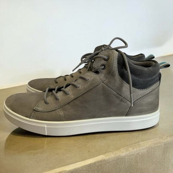 ECCO Men's Kyle Hi-Top Waterproof Hydromax Sneaker Gray Leather Mens size 47 - Picture 1 of 10